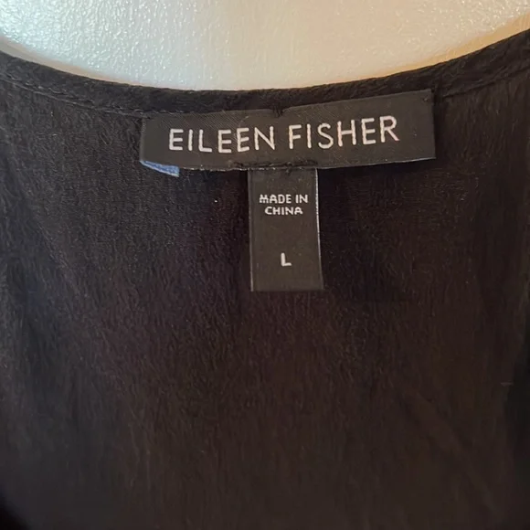 Eileen Fisher Size Large Black Silk Dress - Picture 2 of 4